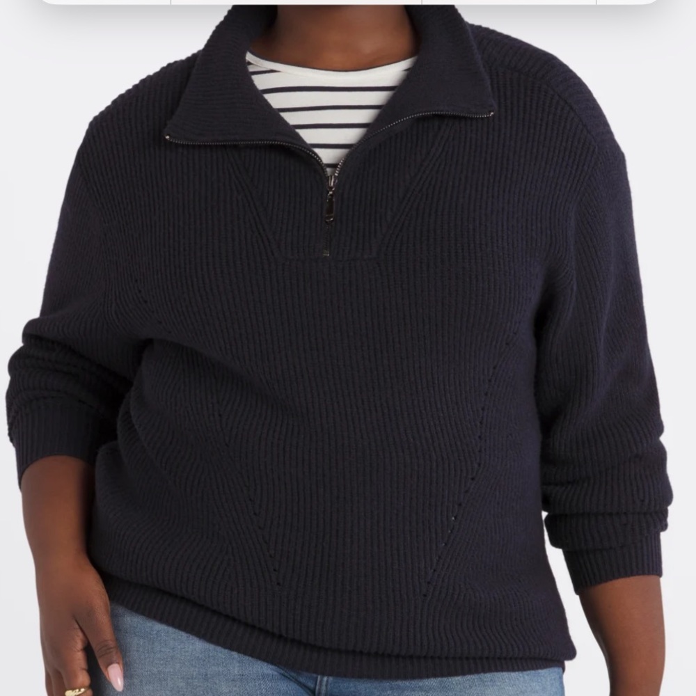 RD STYLE Laverne Quarter Zip Pointelle Sweater -XL